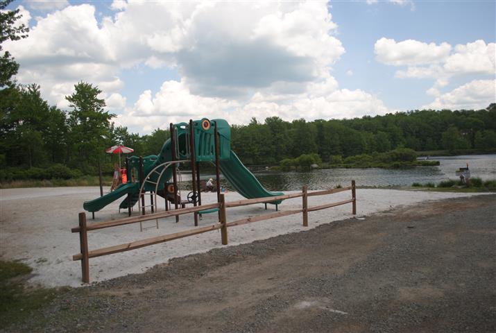 View of Big Bas Lakr Larsen Beach Playground