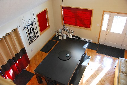 Poconos PA Vacation Home For Rent - After dinner this table turns into a pool table styled w/ camel colored felt